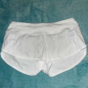 White Lululemon Speed Up Shorts